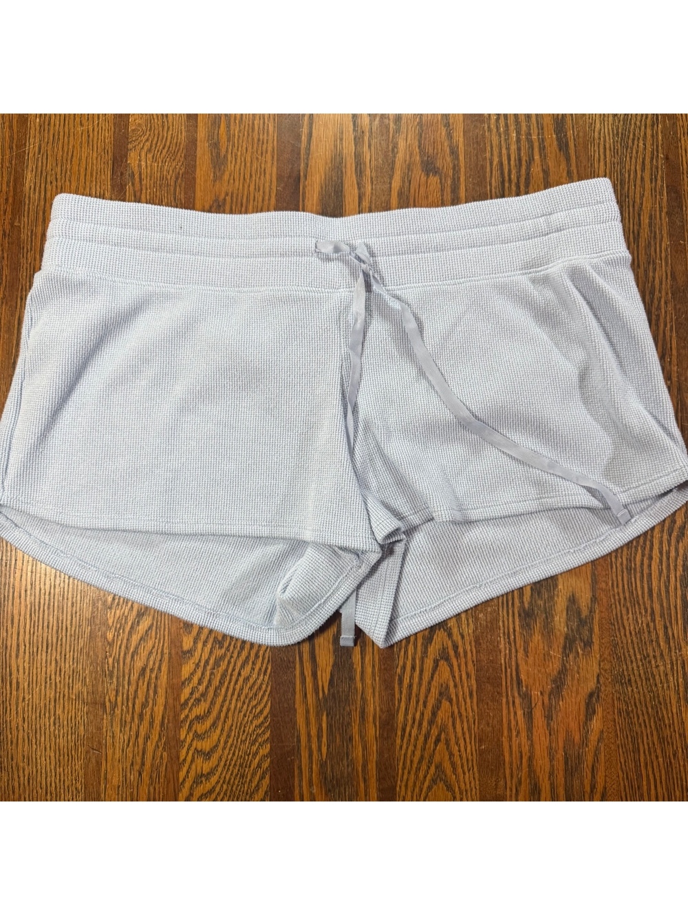 Gilly Hicks Cozy Waffle Mini Shorts Light Blue Lounge Sleep Drawstring Size XL